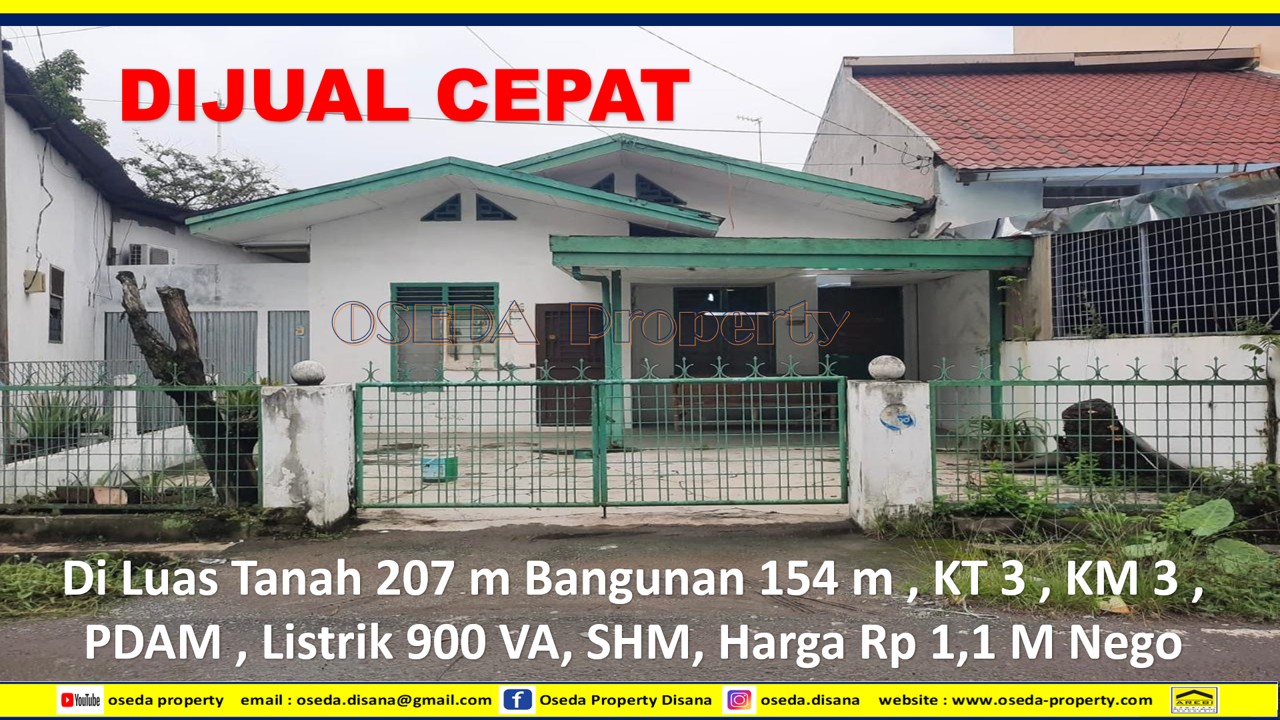 Dijual rumah di Jln Punak , Sekip Medan 
